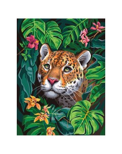 Картина по номерам на холсте Взгляд из джунглей 40 50 с акриловыми красками Три совы