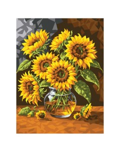 Картина по номерам на картоне Цветы солнца 30 40 с акриловыми красками и кистями Три совы