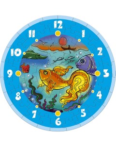 Сборная пазл игрушка Часы Золотая рыбка с часовым мех Материал картон изолон Умная бумага