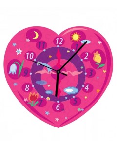 Сборная пазл игрушка Часы Сердечко розовое с часовым мех Материал картон изолон Умная бумага