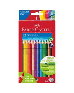Цветные карандаши JUMBO GRIP 12 шт точилка Faber-castell