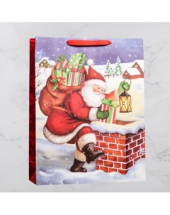 Подарочный пакет Дед Мороз ламинированный размер XL 43 х 55 х 15 Upak land