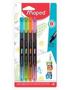 Ручка капиллярная Graph peps 0 4 мм линия 0 4 мм 4 цвета Maped