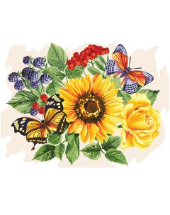 Картина по номерам на холсте Подсолнухи и бабочки 30 40 с акриловыми красками Три совы