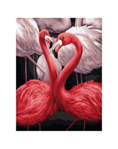 Картина по номерам на холсте Розовые фламинго 30 40 с акриловыми красками Три совы