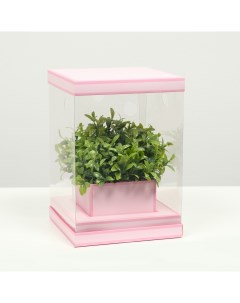 Коробка для цветов с вазой складная 16 х 23 х 16 см розовый Upak land
