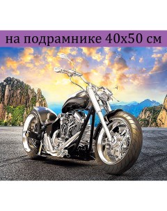 Алмазная мозаика GA75091 мотоцикл на подрамнике 40х50 Nobrand