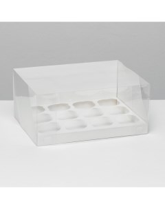 Кондитерская складная коробка для 12 капкейков белая 31 x 24 x 14 см Upak land