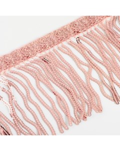 Тесьма с пайетками Бахрома d 3 мм 10 см 4 5 0 5 м цвет розовый Арт узор