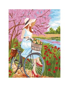 Картина по номерам на холсте Прогулка на велосипеде 40 50 с акриловыми красками Три совы