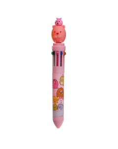 Ручка шариковая автоматическая 10 ти цветная милашки розовая Calligrata