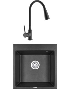 Комплект Мойка кухонная GR 5102 черный Смеситель Frap H44 F4044 6 с гибким изливом черный Granula