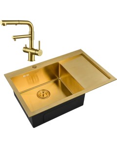 Комплект Мойка кухонная Inox Pvd SZR 7851 L Bronze Смеситель Sanitary SZR 3216 Bronze бронза Zorg