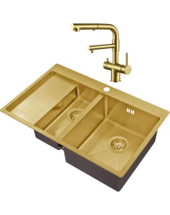 Комплект Мойка кухонная Inox PVD SZR 5178 2 R bronze Смеситель Sanitary SZR 3216 Bronze бронза Zorg