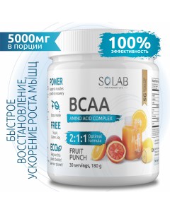 Аминокислоты BCAA 2 1 1 в порошке с фруктовым вкусом Solab