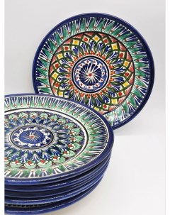 Набор керамических тарелок 22см 6 шт Риштанская керамика