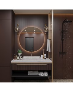 Зеркало круглое парящее Муза D65 для ванной с тёплой LED подсветкой Auramira