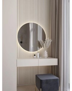 Зеркало круглое парящее Муза D90 для ванной с холодной LED подсветкой Auramira
