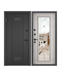 Дверь входная Torex для квартиры металлическая Flat M 860х2050 левый зеркало черный белый Torex стальные двери