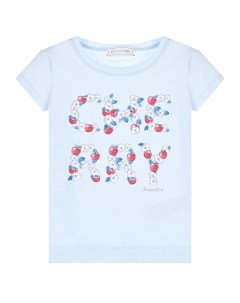Голубая футболка с принтом Cherry Monnalisa