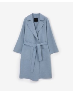 Пальто свободной формы с запахом голубое Glvr