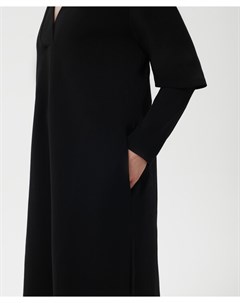 Платье трикотажное с акцентными рукавами миди черное Glvr