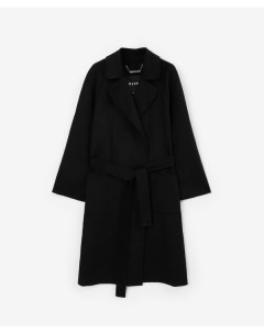 Пальто свободной формы с запахом черное Glvr
