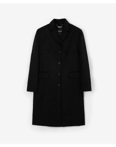 Пальто классическое из ткани бибер без подкладки черное Glvr