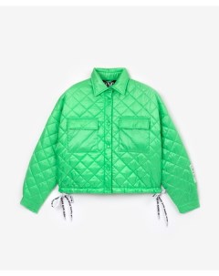 Куртка женская укороченная стеганая из плащовки зеленая Gulliver