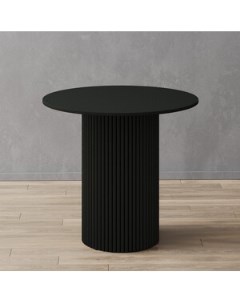 Стол круглый обеденный с черным металлическим подстольем и черной столешницей TRUBIS Wood GGT 03 2 2 Genglass