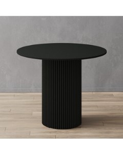 Стол круглый обеденный с черным металлическим подстольем и черной столешницей TRUBIS Wood GGT 03 2 2 Genglass