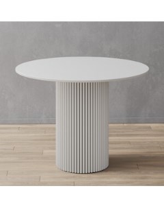Стол круглый обеденный с белым металлическим подстольем и белой столешницей TRUBIS Wood GGT 03 3 3 L Genglass