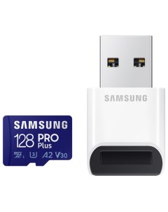 Карта памяти MicroSDXC 128GB MB MD128KB WW PRO Plus USB Reader U3 A2 V30 Samsung