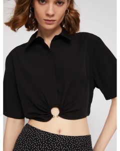 Укороченная блузка рубашка с драпировкой Zolla