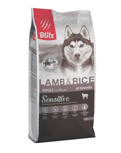 Sensitive Adult сухой корм для взрослых собак всех пород Ягненок и рис 15 кг Blitz