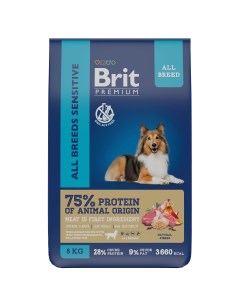 Premium Dog Sensitive сухой корм для собак с чувствительным пищеварением Ягненок 8 кг Brit*