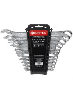Набор ключей комбинированный 12 предметов 6 22 мм анодированный CrV сталь держатель Bartex
