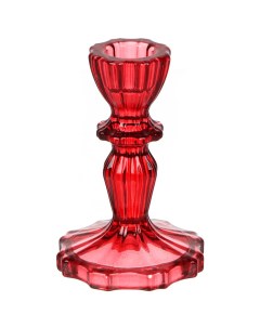 Подсвечник стекло 1 свеча 15 7 см красный Праздник SLB04 Calipso
