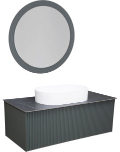 Мебель для ванной Terra 100 серая черная столешница матовая раковина La fenice