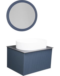 Мебель для ванной Terra 60 синяя черная столешница матовая раковина La fenice