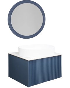 Мебель для ванной Terra 60 синяя белая столешница матовая раковина La fenice