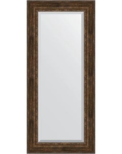 Зеркало Exclusive 72х162 состаренное дерево с орнаментом с фацетом в багетной раме Evoform