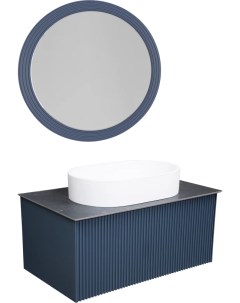 Мебель для ванной Terra 80 синяя черная столешница матовая раковина La fenice