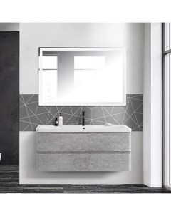 Мебель для ванной Albano 120 подвесная cemento verona grigio белая глянцевая раковина Belbagno