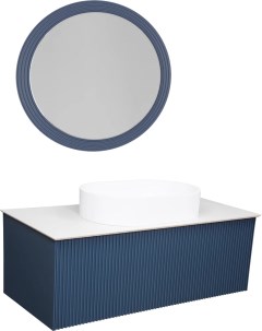 Мебель для ванной Terra 100 синяя белая столешница матовая раковина La fenice