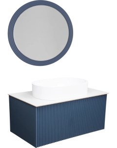 Мебель для ванной Terra 80 синяя белая столешница матовая раковина La fenice