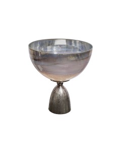 Чаша стеклянная на металлическом основании серебряная Garda decor