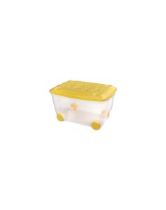 Ящик для хранения игрушек желтый прозрачный Пластишка