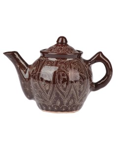 Заварочный чайник узбекский 1000 мл коричневый Риштанская керамика