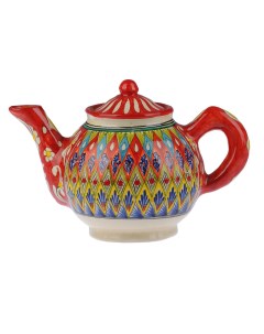 Заварочный чайник узбекский 1000 мл красный Риштанская керамика